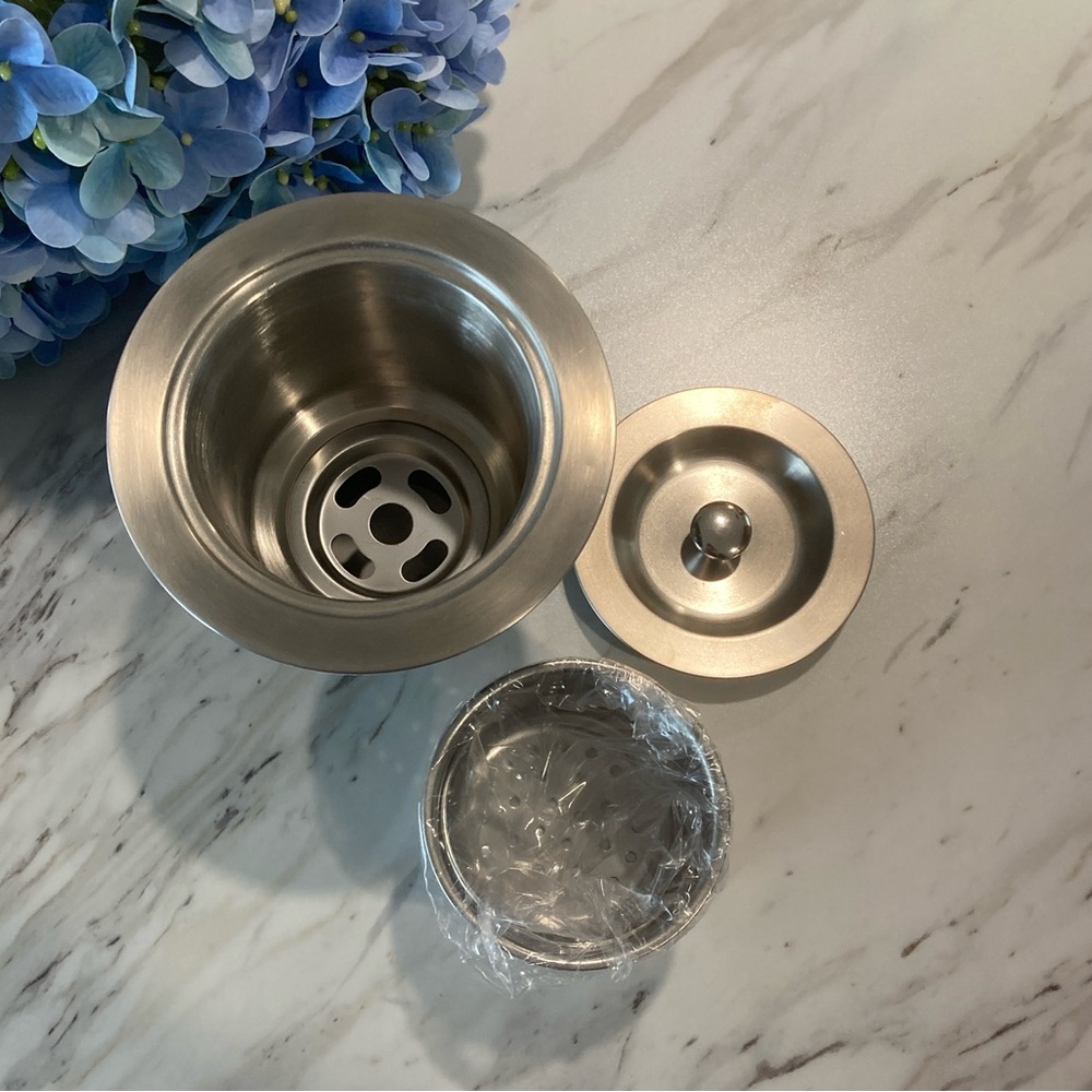3.5” Brushed Nickel Stainless Steel Strainer with Sink Basket